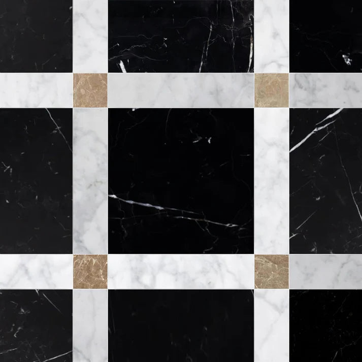 Callen Midnight Square Geometric Waterjet Tile Zicana Boutique - Zicana Boutique - 1