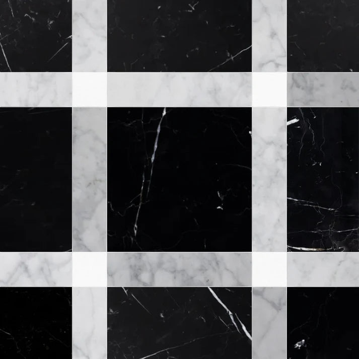 Callen Nero Square Geometric Waterjet Tile Zicana Boutique - Zicana Boutique - 1