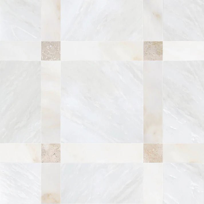 Callen Soft Crema Square Geometric Waterjet Tile Zicana Boutique - Zicana Boutique - 1
