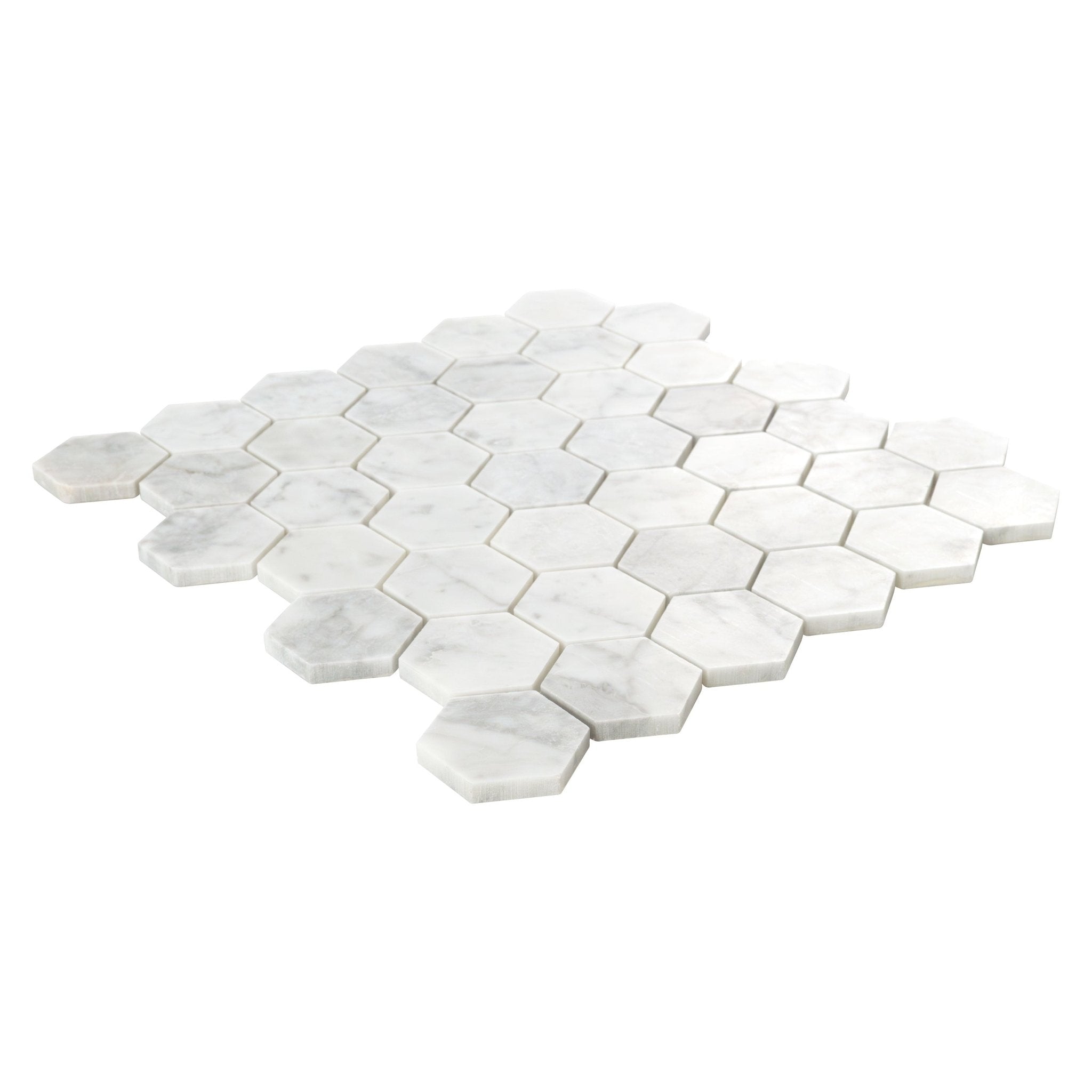 Carrara White Marble MSI Mosaic Tiles 12" X 12" 2" Hexagon Pattern MSI - Zicana Boutique - 3