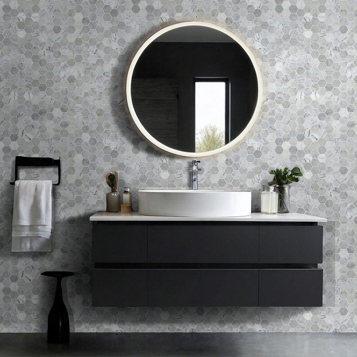Carrara White Marble MSI Mosaic Tiles 12" X 12" 2" Hexagon Pattern MSI - Zicana Boutique - 7
