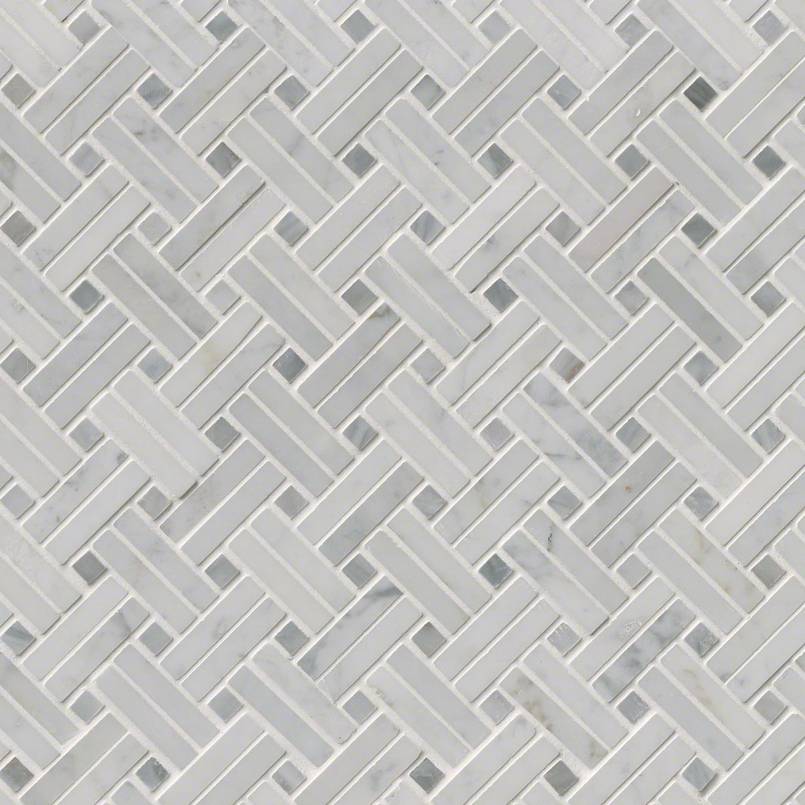 Carrara White Marble MSI Mosaic Tiles 12" X 12" Extra Basketweave Pattern MSI - Zicana Boutique - 1