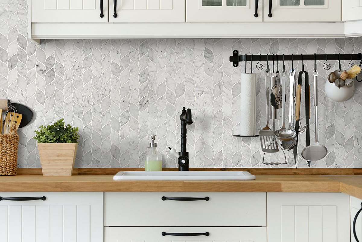 Carrara White Marble MSI Mosaic Tiles 12" X 13" Blanco Pattern MSI - Zicana Boutique - 2