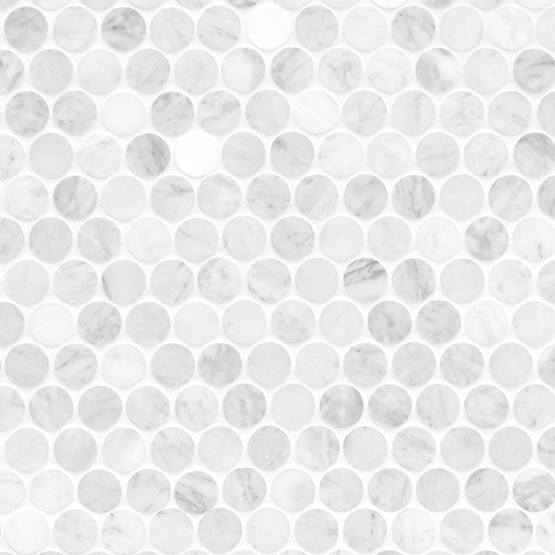 Carrara White Marble MSI Mosaic Tiles 12" X 13" Round Pattern MSI - Zicana Boutique - 1
