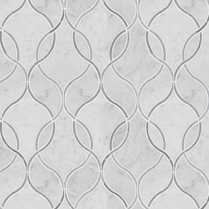 Carrara White Marble MSI Mosaic Tiles 9" X 12" Ellipsis Pattern MSI - Zicana Boutique - 3