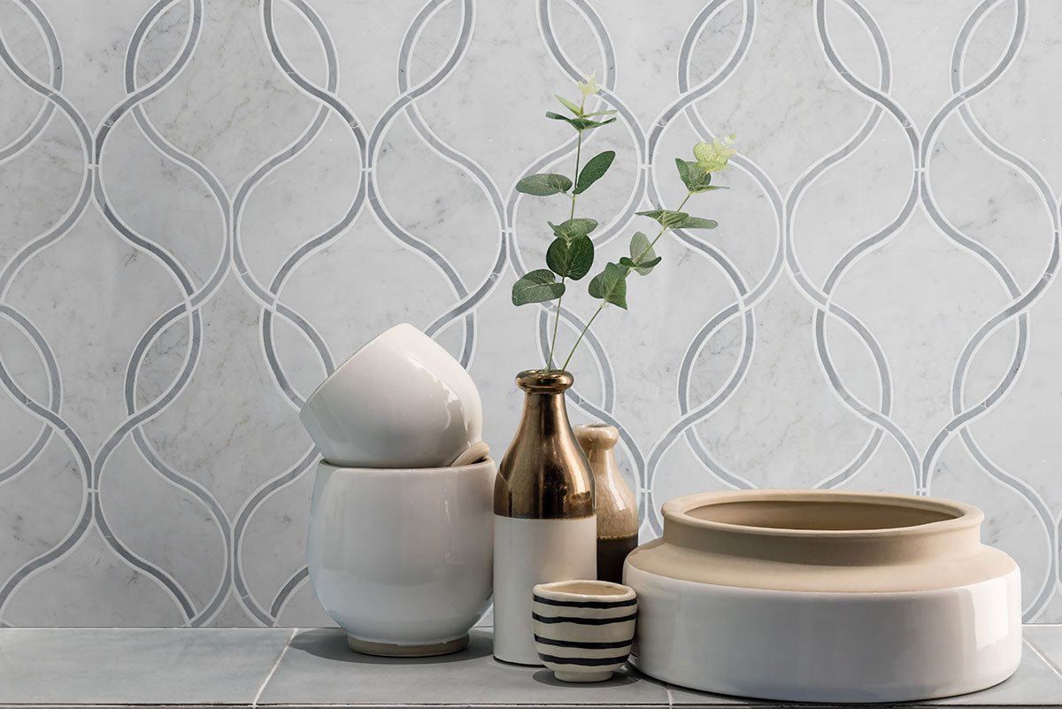 Carrara White Marble MSI Mosaic Tiles 9" X 12" Ellipsis Pattern MSI - Zicana Boutique - 2