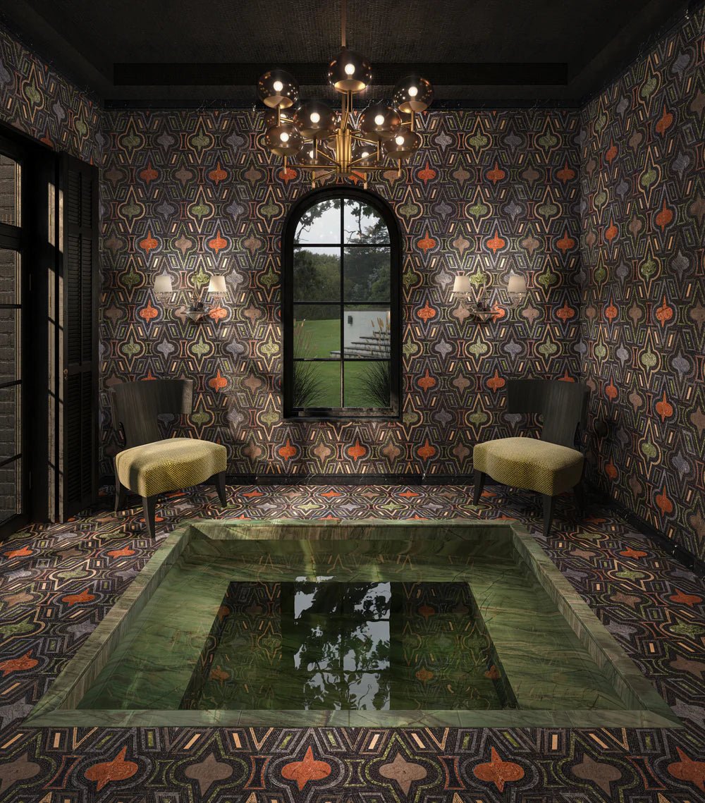 Casino Royale By Donghia Belgian Bluestone Waterjet Mosaic Artistic Tile - Zicana Boutique - 2