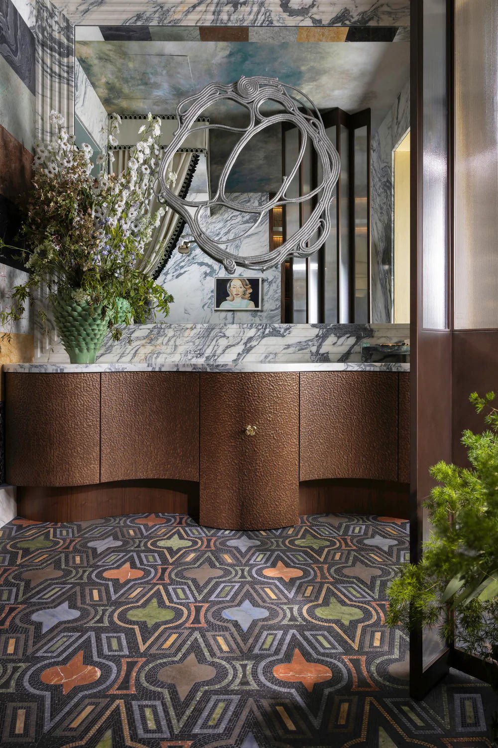 Casino Royale By Donghia Belgian Bluestone Waterjet Mosaic Artistic Tile - Zicana Boutique - 4