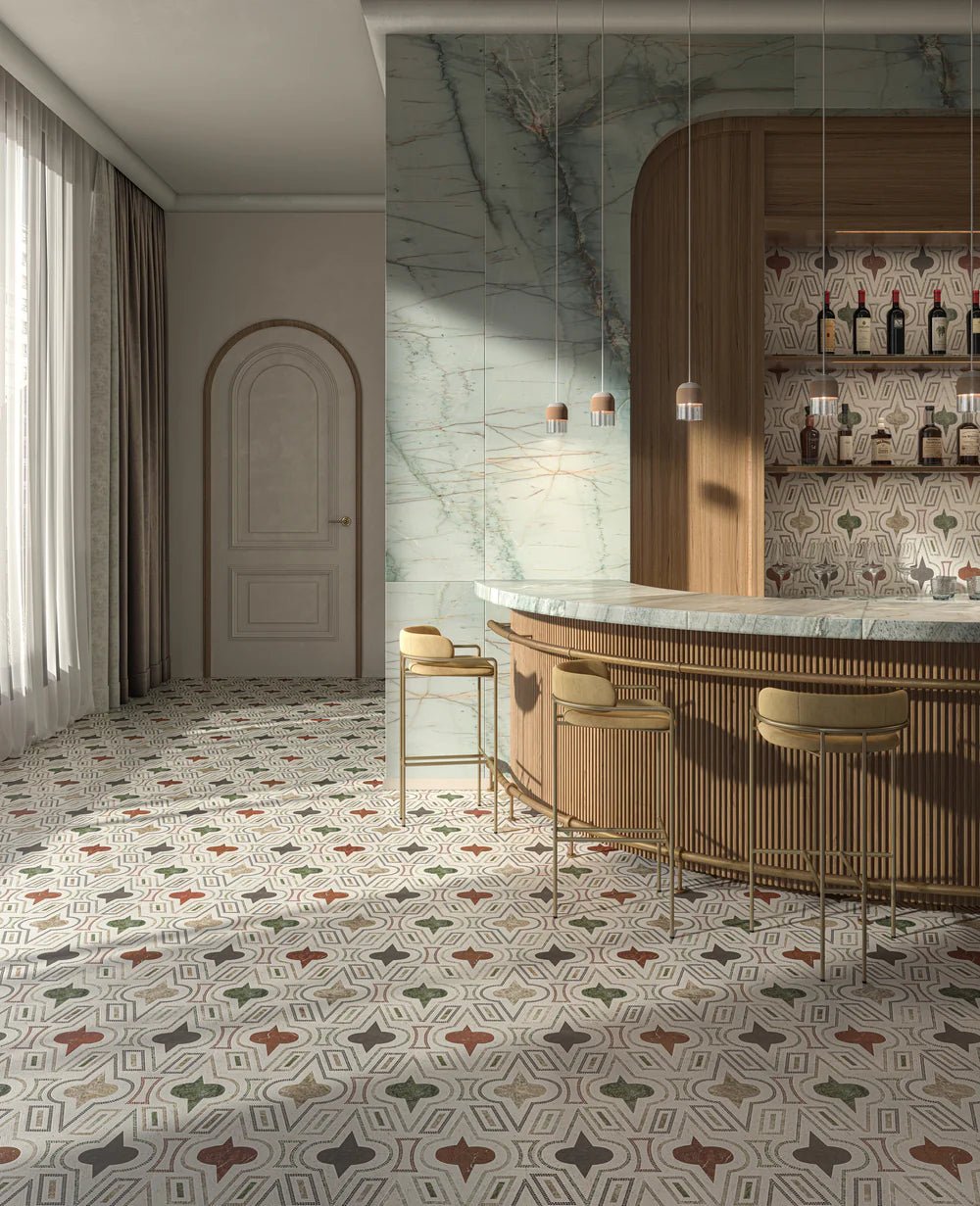 Casino Royale by Donghia Bianco Antico Waterjet Mosaic Artistic Tile - Zicana Boutique - 2