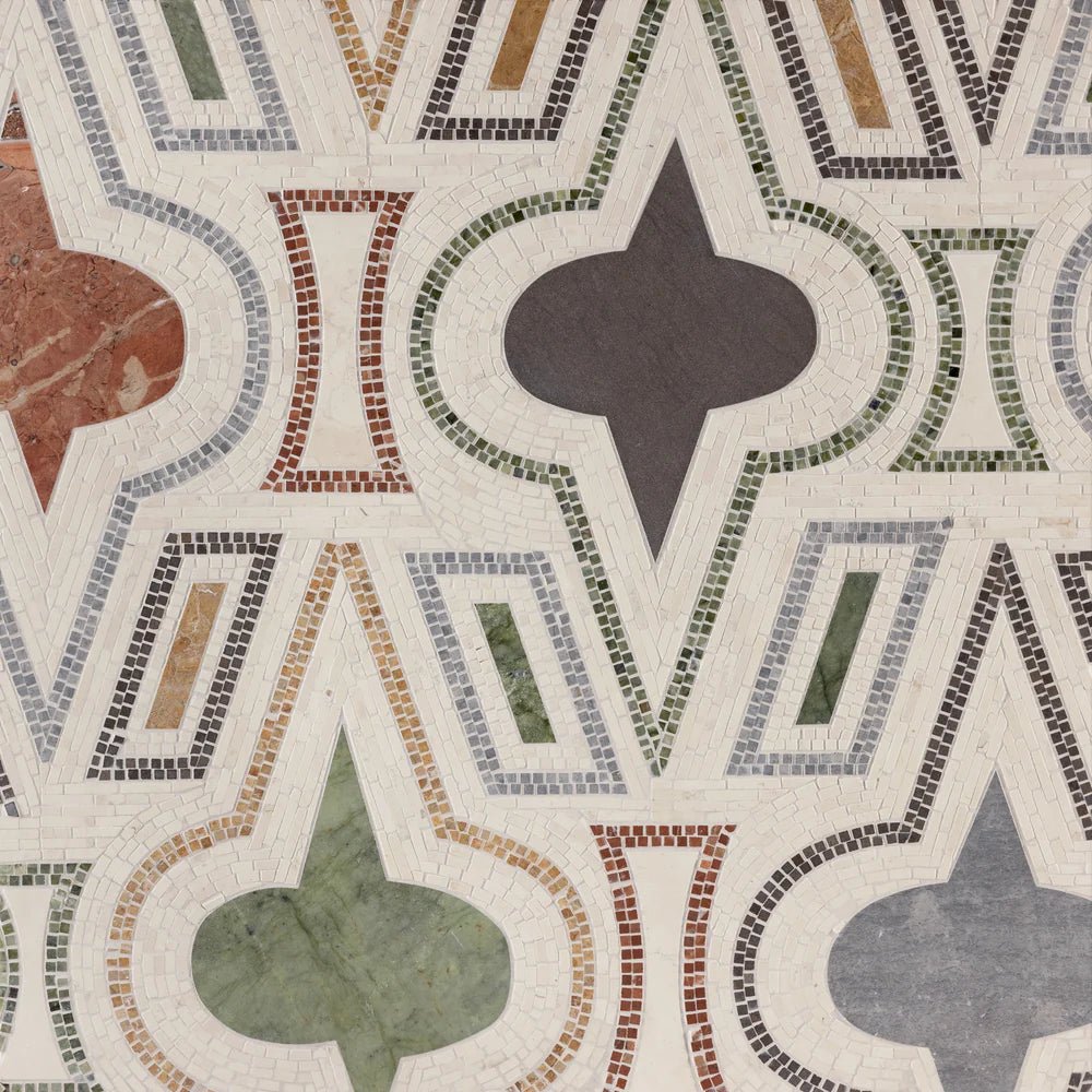 Casino Royale by Donghia Bianco Antico Waterjet Mosaic Artistic Tile - Zicana Boutique - 1