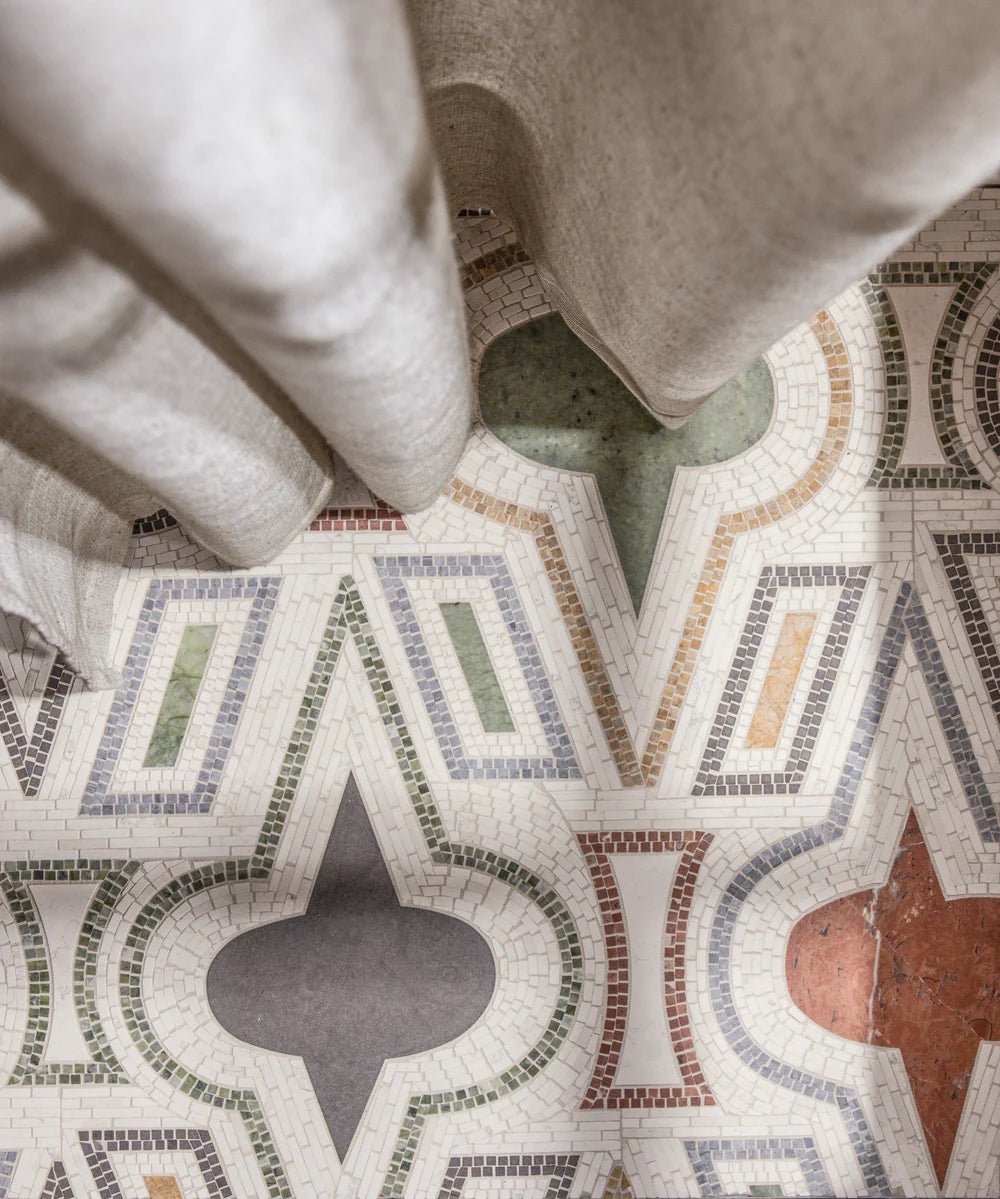 Casino Royale by Donghia Bianco Antico Waterjet Mosaic Artistic Tile - Zicana Boutique - 4