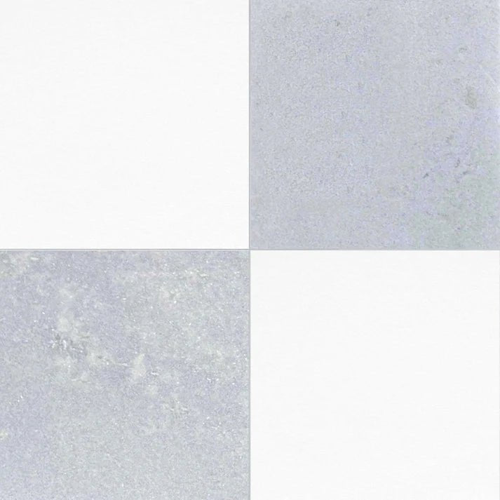Checkerboard Blue Celest and Thassos Marble Field Tile 12''x12'' Zicana Boutique - Zicana Boutique - 1