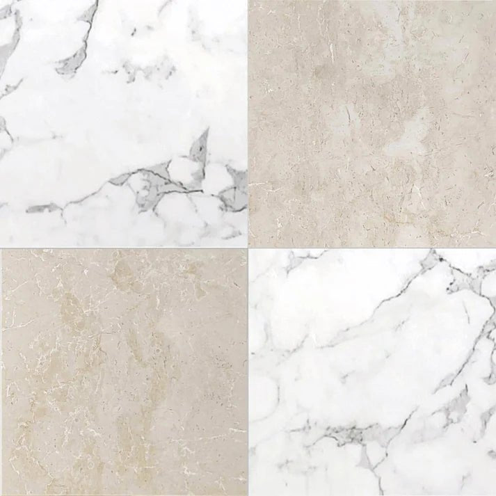 Checkerboard Calacatta and Botticino Marble Field Tile 12''x12'' Zicana Boutique - Zicana Boutique - 1