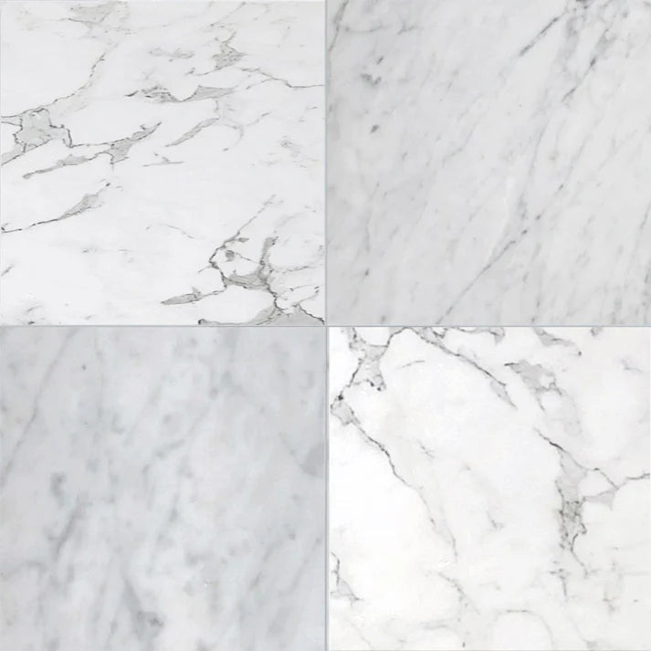 Checkerboard Calacatta and Carrara Marble Field Tile 12''x12'' Zicana Boutique - Zicana Boutique - 1