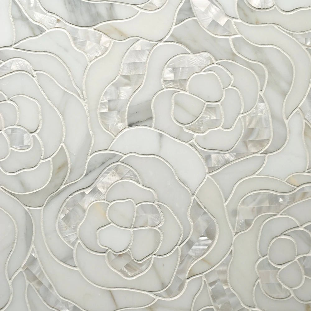 Chrysanthemum Calacatta Gold Waterjet Mosaic Artistic Tile - Zicana Boutique - 1