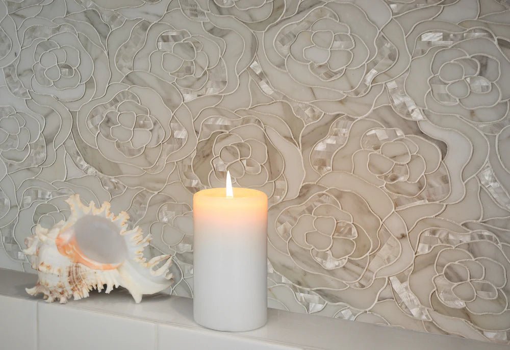 Chrysanthemum Calacatta Gold Waterjet Mosaic Artistic Tile - Zicana Boutique - 5