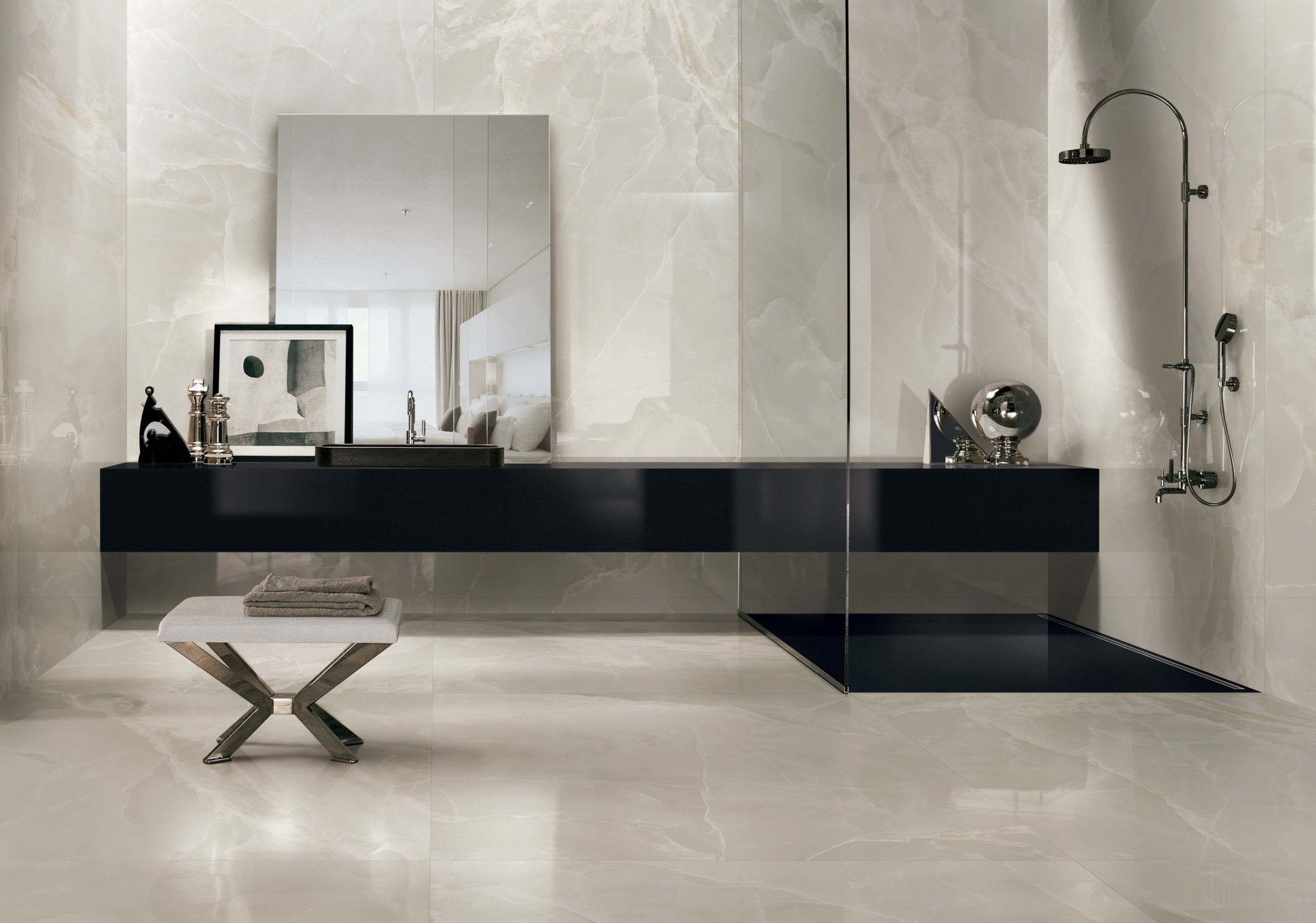 Cloudy White Porcelain Florim Field Tiles 24" X 48" Florim - Zicana Boutique - 11