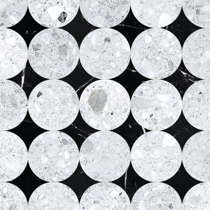 Cottone Ice Circle Terrazo Waterjet Mosaic Zicana Boutique - Zicana Boutique - 1