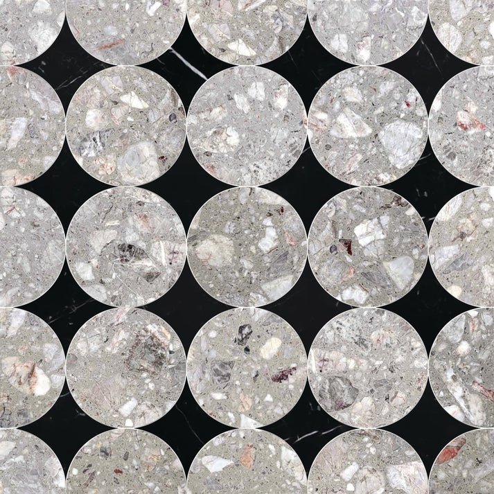 Cottone Nube Circle Terrazo Waterjet Mosaic Zicana Boutique - Zicana Boutique - 1