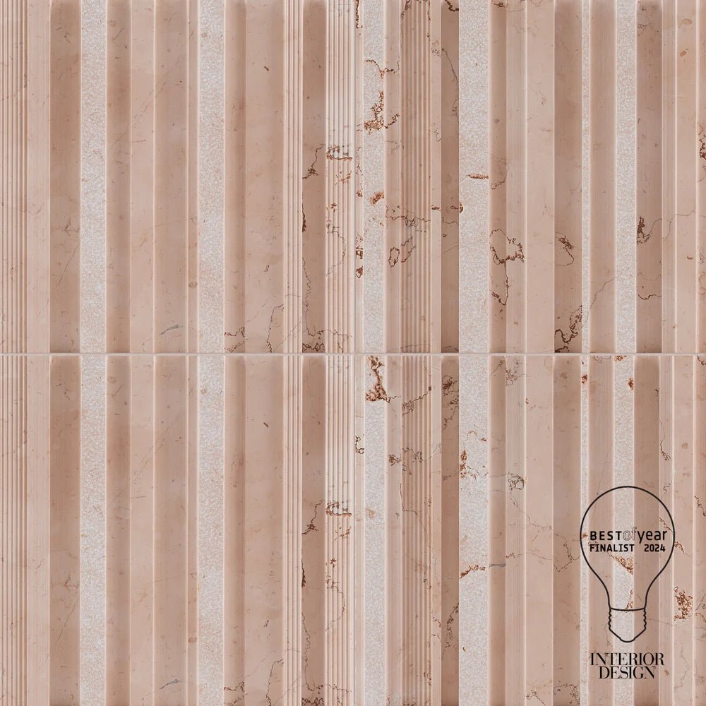 Craftsman Stripe Rosa Perlino Marble Dimensional Tile Artistic Tile - Zicana Boutique - 1