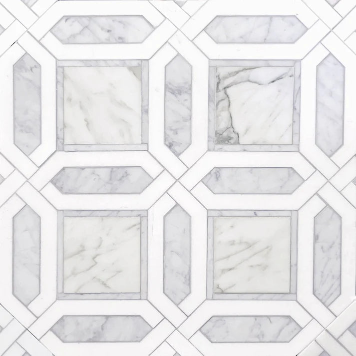 Curvona Ally Geometric Marble Waterjet Mosaic Zicana Boutique - Zicana Boutique - 1