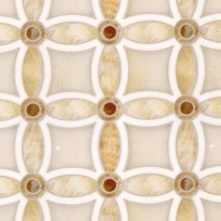 Curvona Amiri Honey Circa Marble Waterjet Mosaic Zicana Boutique - Zicana Boutique - 1