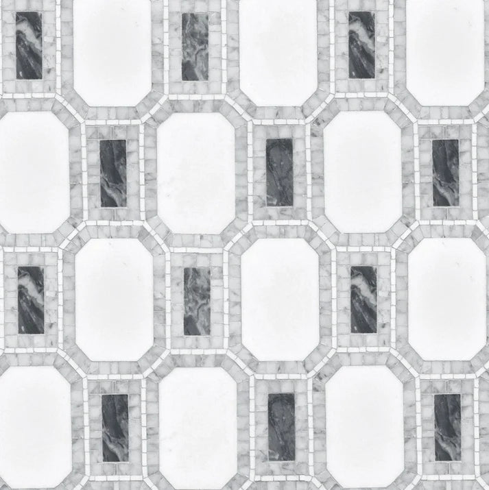 Curvona Elfa Grigio Marble Waterjet Mosaic Zicana Boutique - Zicana Boutique - 1