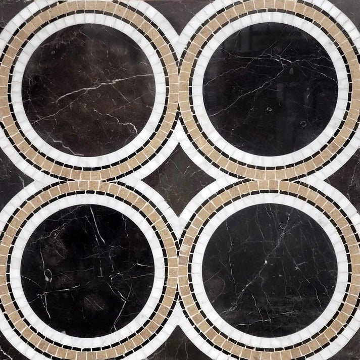 Curvona Nuni Circles Marble Waterjet Mosaic Zicana Boutique - Zicana Boutique - 1
