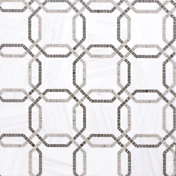 Curvona Oxford Geometric Marble Waterjet Mosaic Zicana Boutique - Zicana Boutique - 1