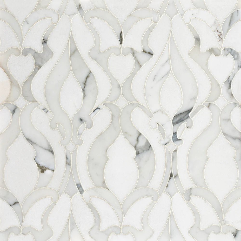Damask Blanc Waterjet Mosaic Zicana Boutique - Zicana Boutique - 1