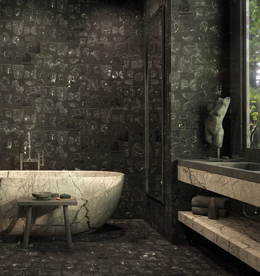 Decadence By Donghia Black Waterjet Mosaic Artistic Tile - Zicana Boutique - 2