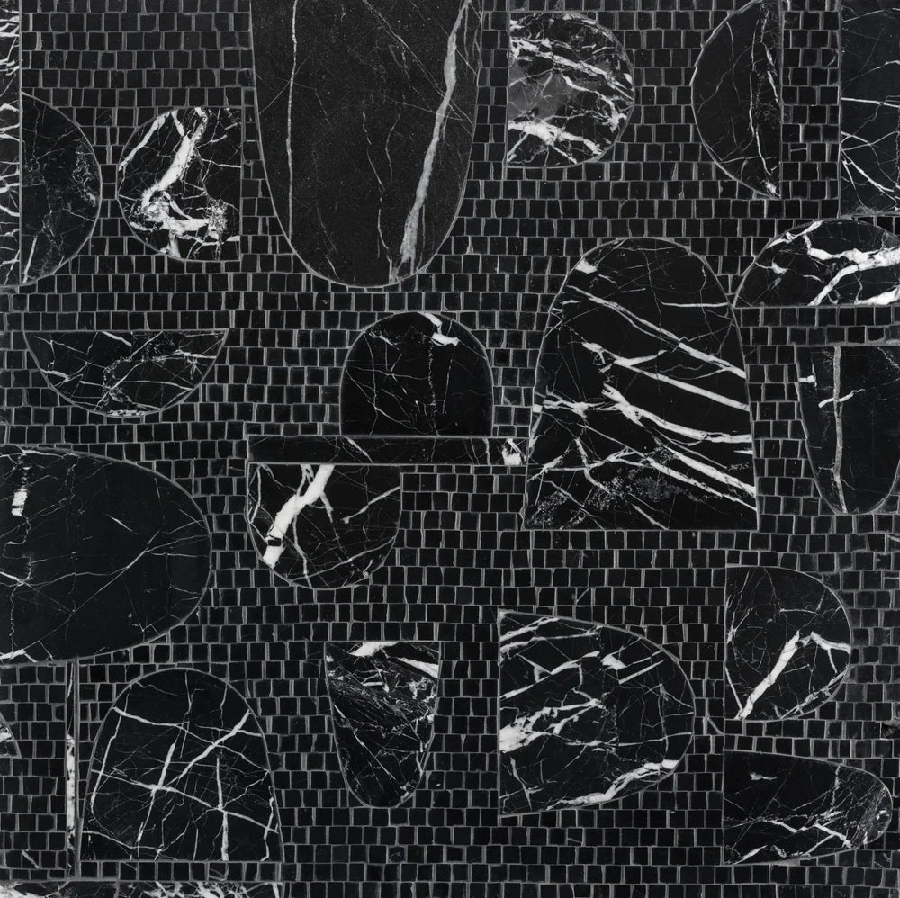 Decadence By Donghia Black Waterjet Mosaic Artistic Tile - Zicana Boutique - 1