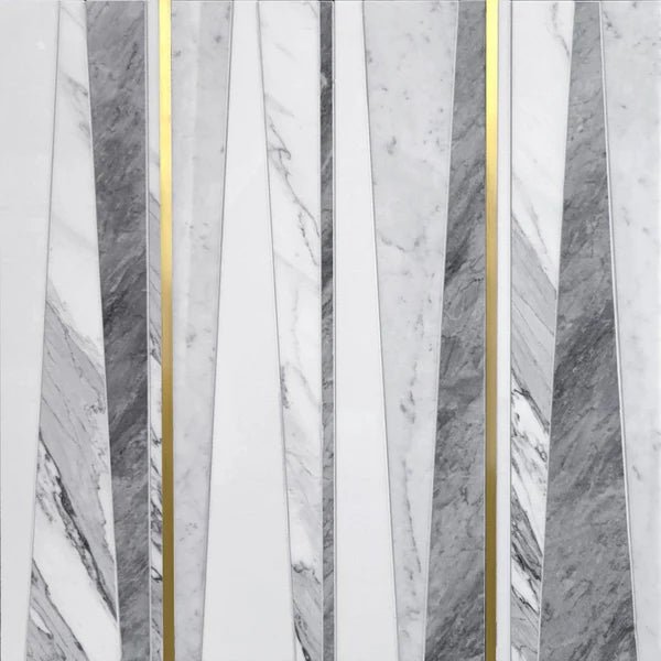 Decova Bilma Abstract Marble & Metal Waterjet Mosaic Zicana Boutique - Zicana Boutique - 1