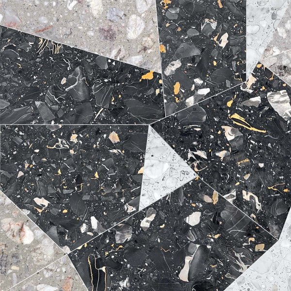 Decova Caleidos Nero Abstract Terrazo Waterjet Mosaic Zicana Boutique - Zicana Boutique - 1