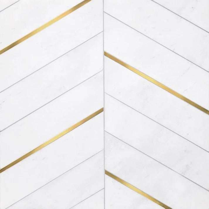 Decova Lux Dolomite Chevron Marble & Metal Waterjet Tile Zicana Boutique - Zicana Boutique - 1