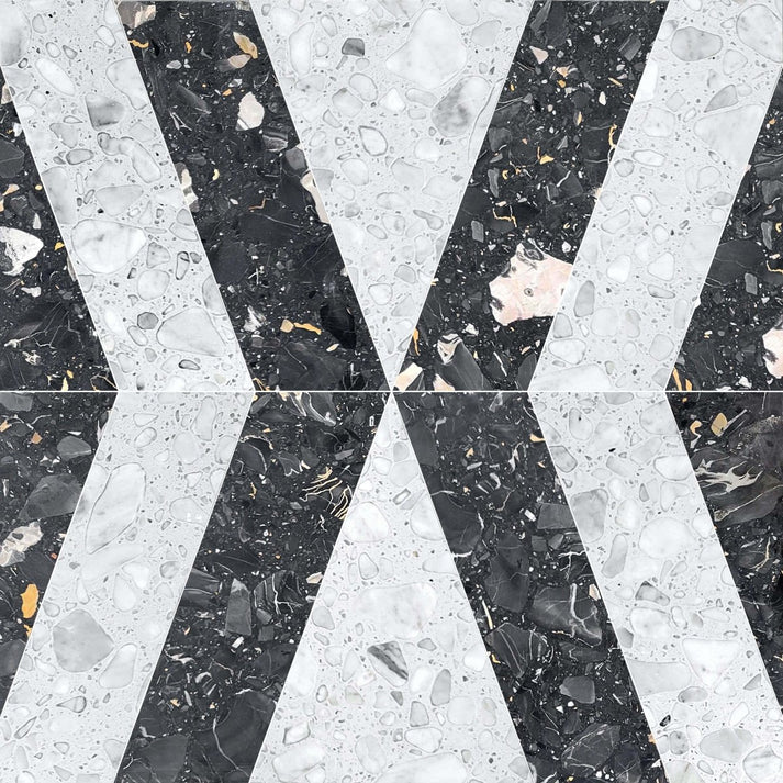 Decova York Nero Geometric Terrazo Waterjet Mosaic Zicana Boutique - Zicana Boutique - 1