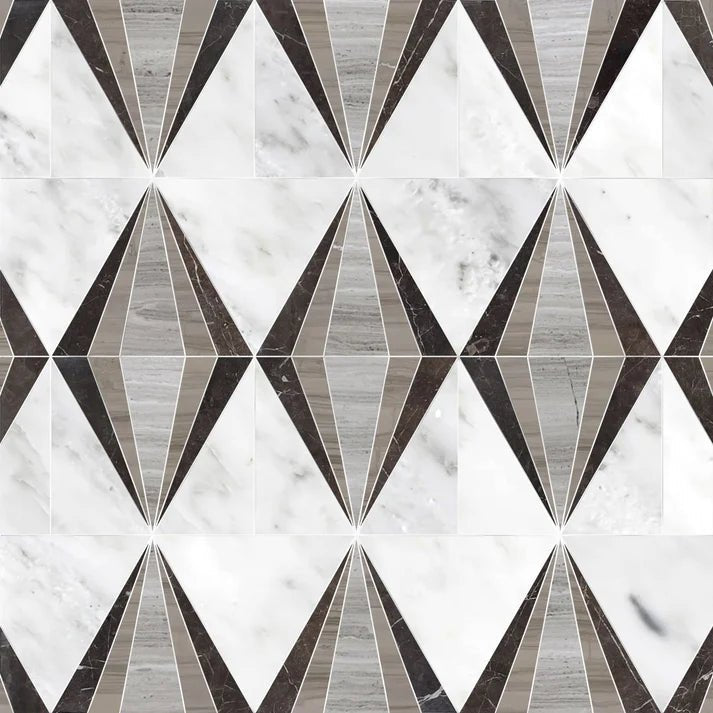 Diamond Maroon Lake Mount View Marble Waterjet Mosaic Zicana Boutique - Zicana Boutique - 1