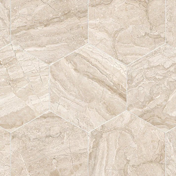 Diano Royale Polished Marble 10 1/2'' Hexagon Zicana Boutique - Zicana Boutique - 1