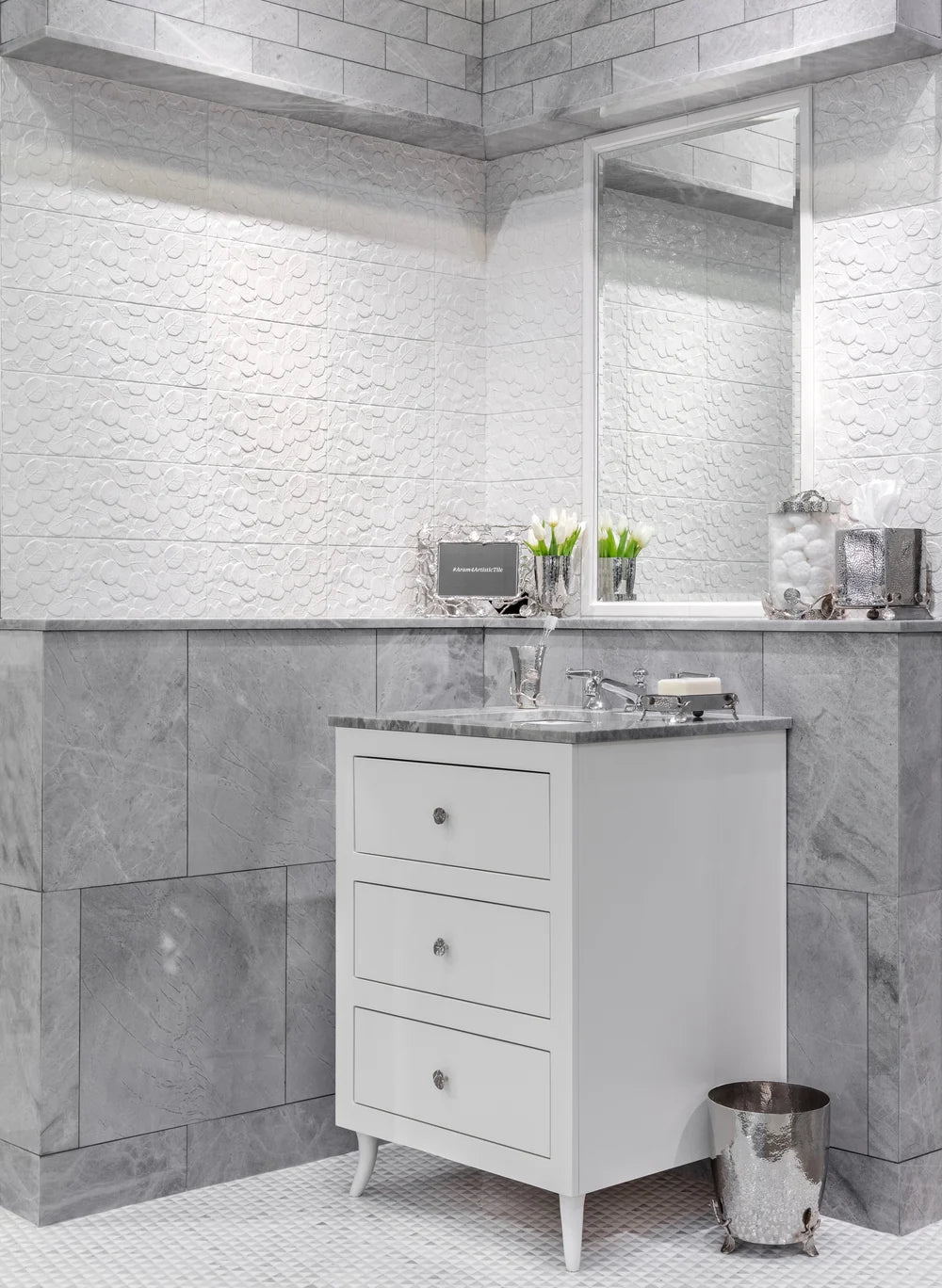 Doge Light Grey Mosaic Triangle Artistic Tile - Zicana Boutique - 2