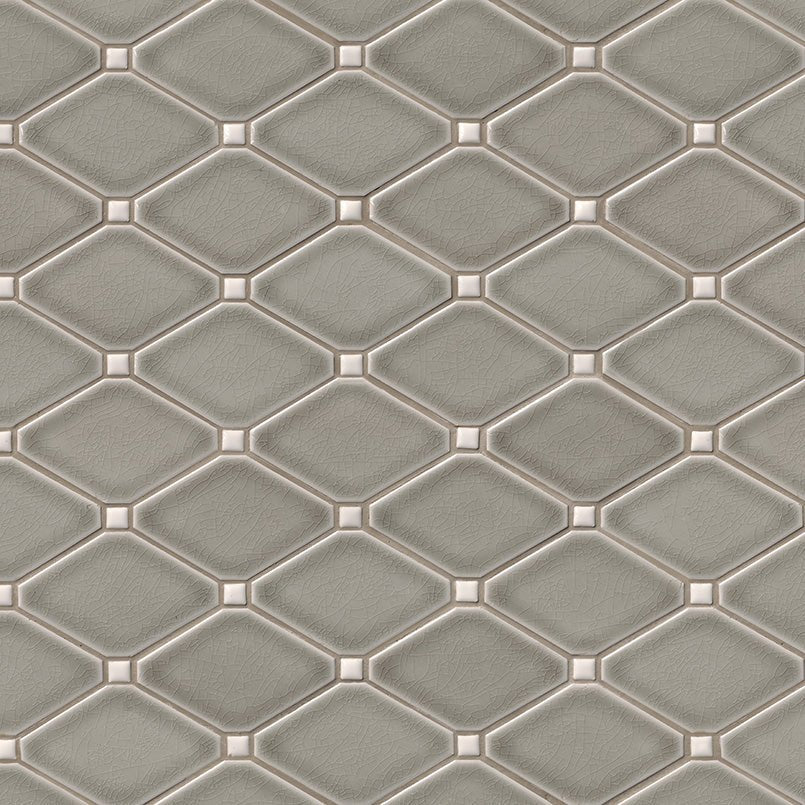 Dove Gray Ceramic MSI Mosaic Tiles 12" X 15" Diamond Pattern MSI - Zicana Boutique - 3