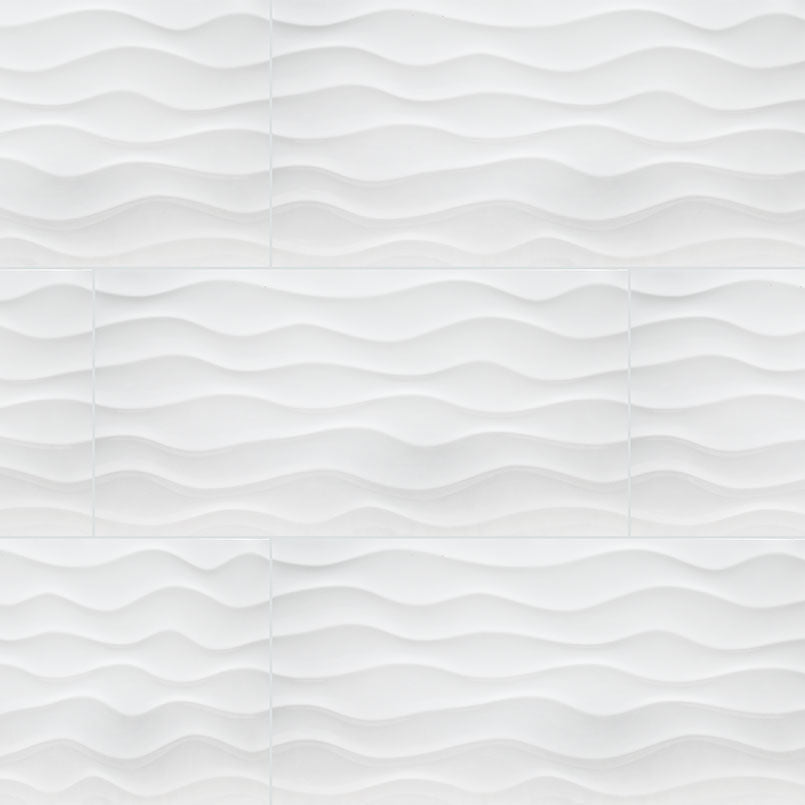 Dymo White Ceramic MSI Field Tiles 12" X 24" Wavy Pattern MSI - Zicana Boutique - 1