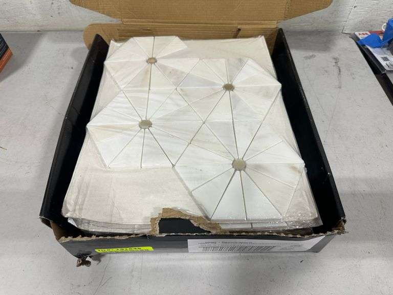 Elegante White Pinwheel 11" x 12" Marble Mosaic Tiles MSI- Zicana Boutique -12