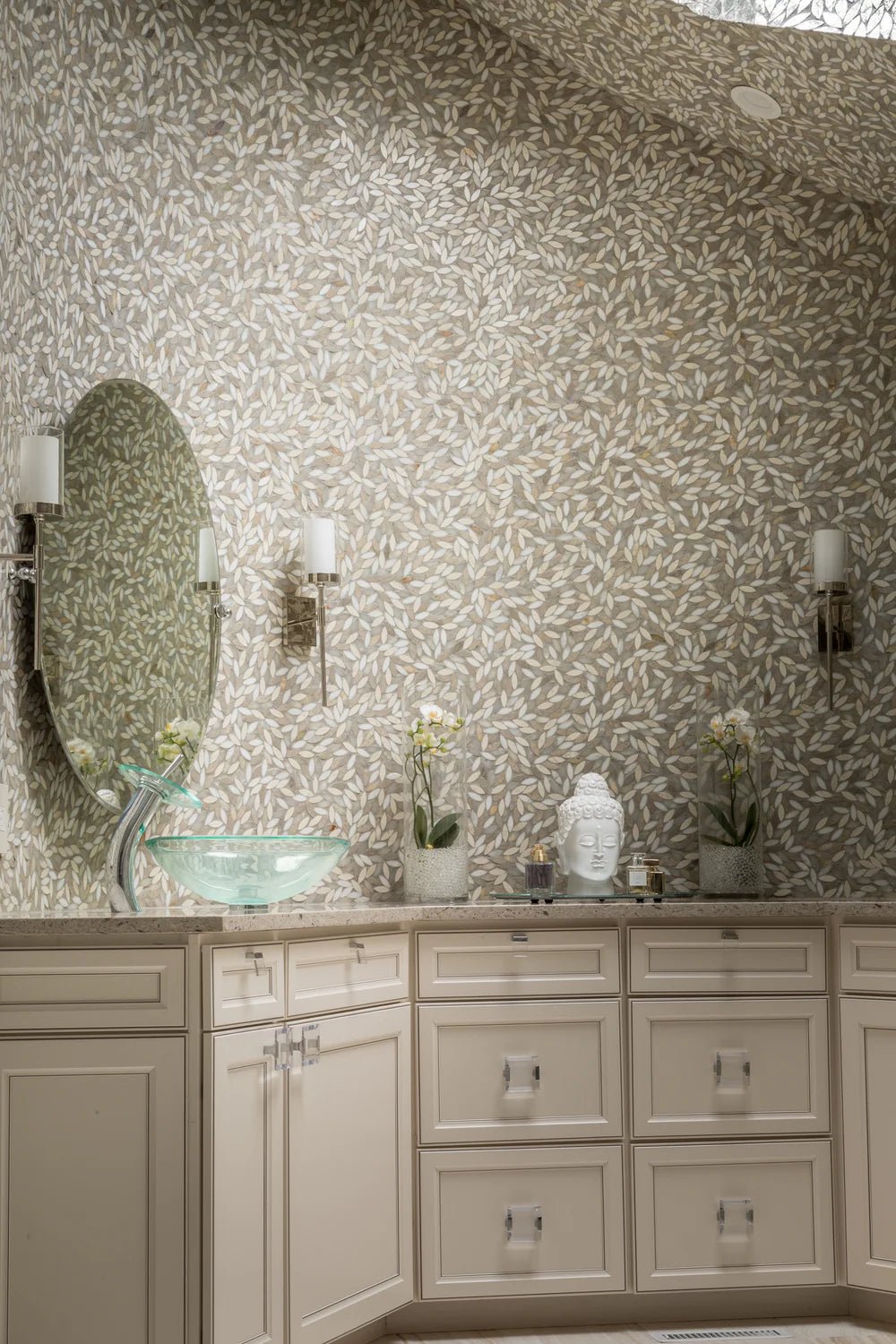 Foliage Grande Linen Waterjet Mosaic Artistic Tile - Zicana Boutique - 2