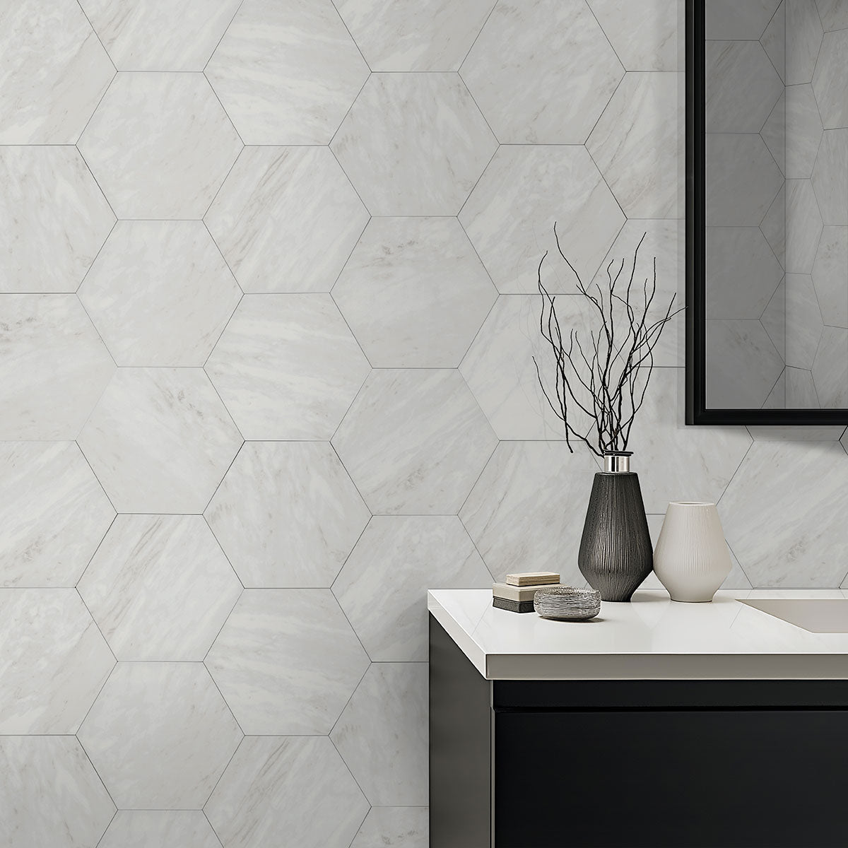 Geoglam Calacatta Porcelain MSI Field Tiles 11" X 13" Hexagon MSI - Zicana Boutique - 10
