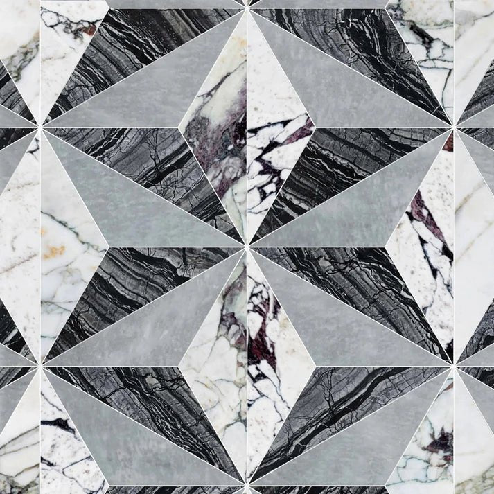 Giore Gris Diamond Marble Waterjet Mosaic Zicana Boutique - Zicana Boutique - 1
