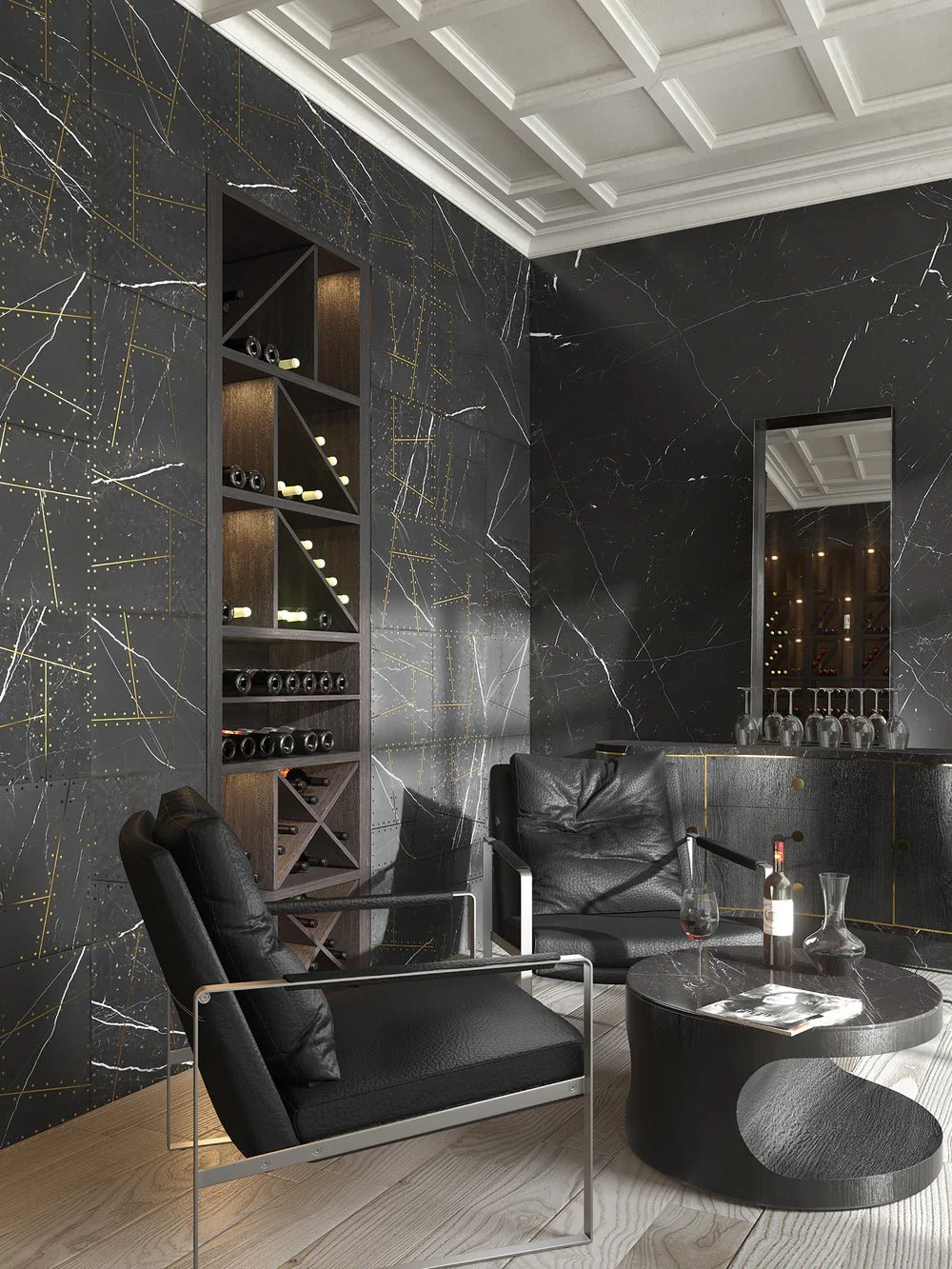 Grand Tour Aviator Nero Marble Decorative Tile Zicana Boutique - Zicana Boutique - 3