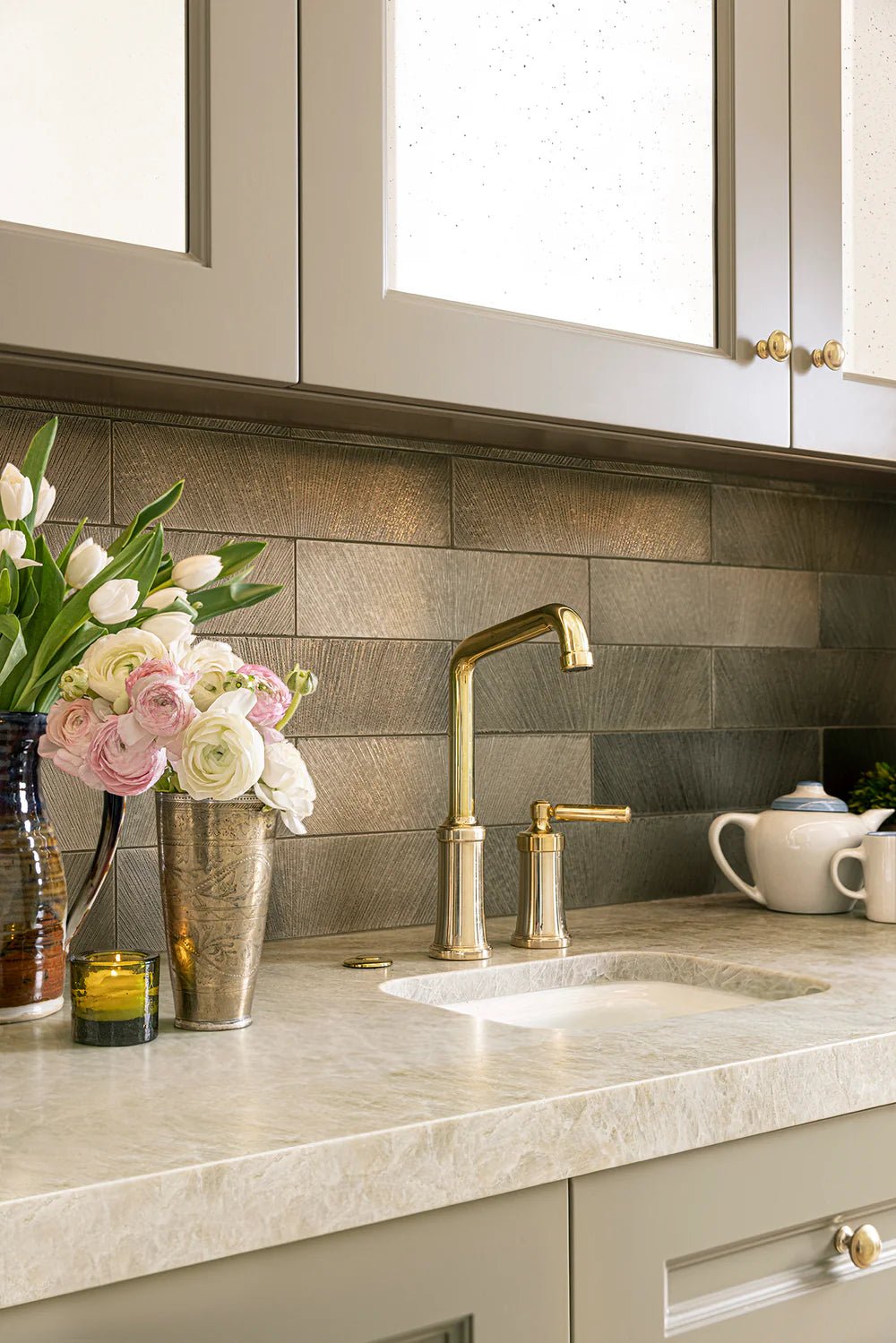 Grand Tour Lumina Antique Silver Limestone Decorative Tile Zicana Boutique - Zicana Boutique - 3