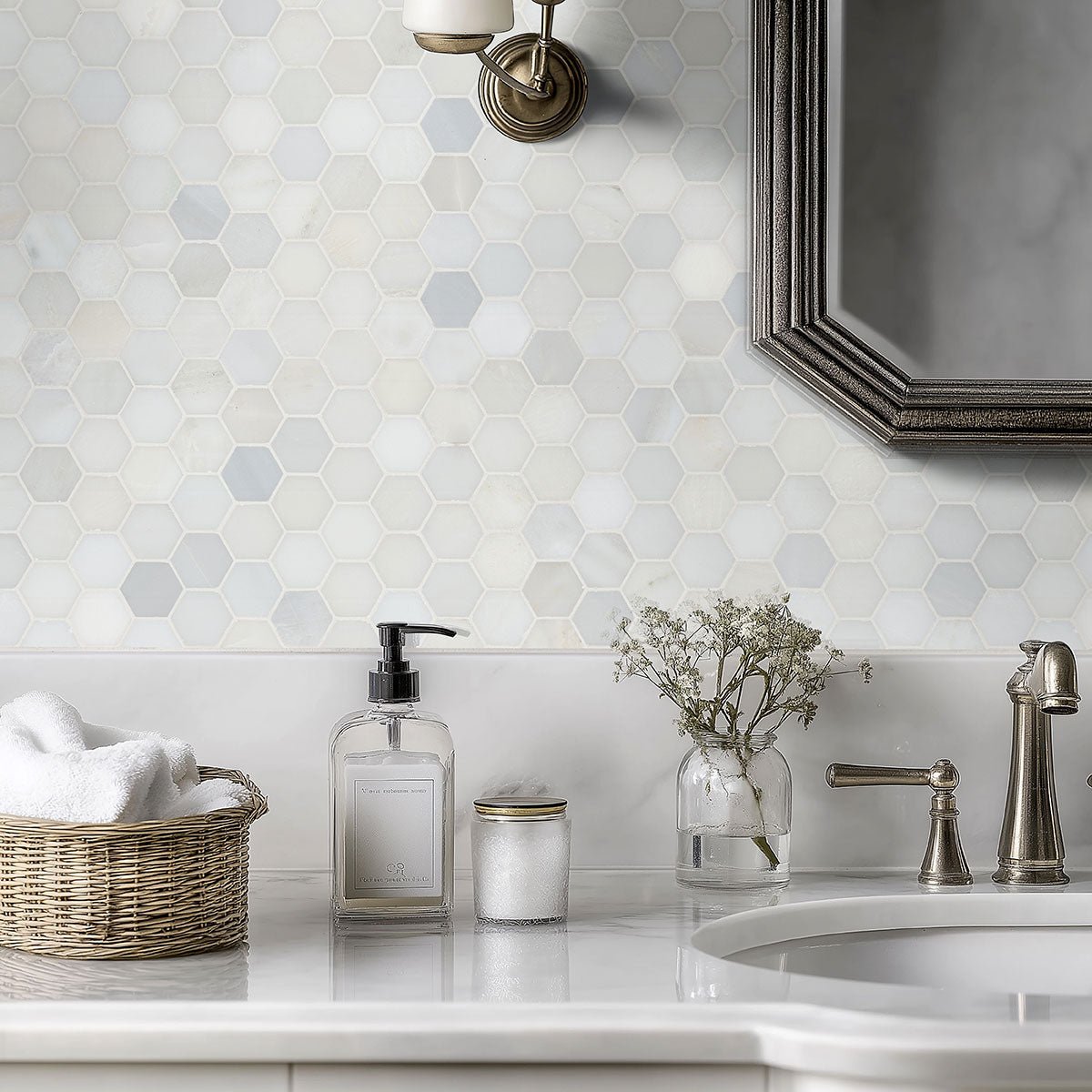 Greecian White Marble MSI Mosaic Tiles 12" X 12" 2" Hexagon Pattern MSI - Zicana Boutique - 2
