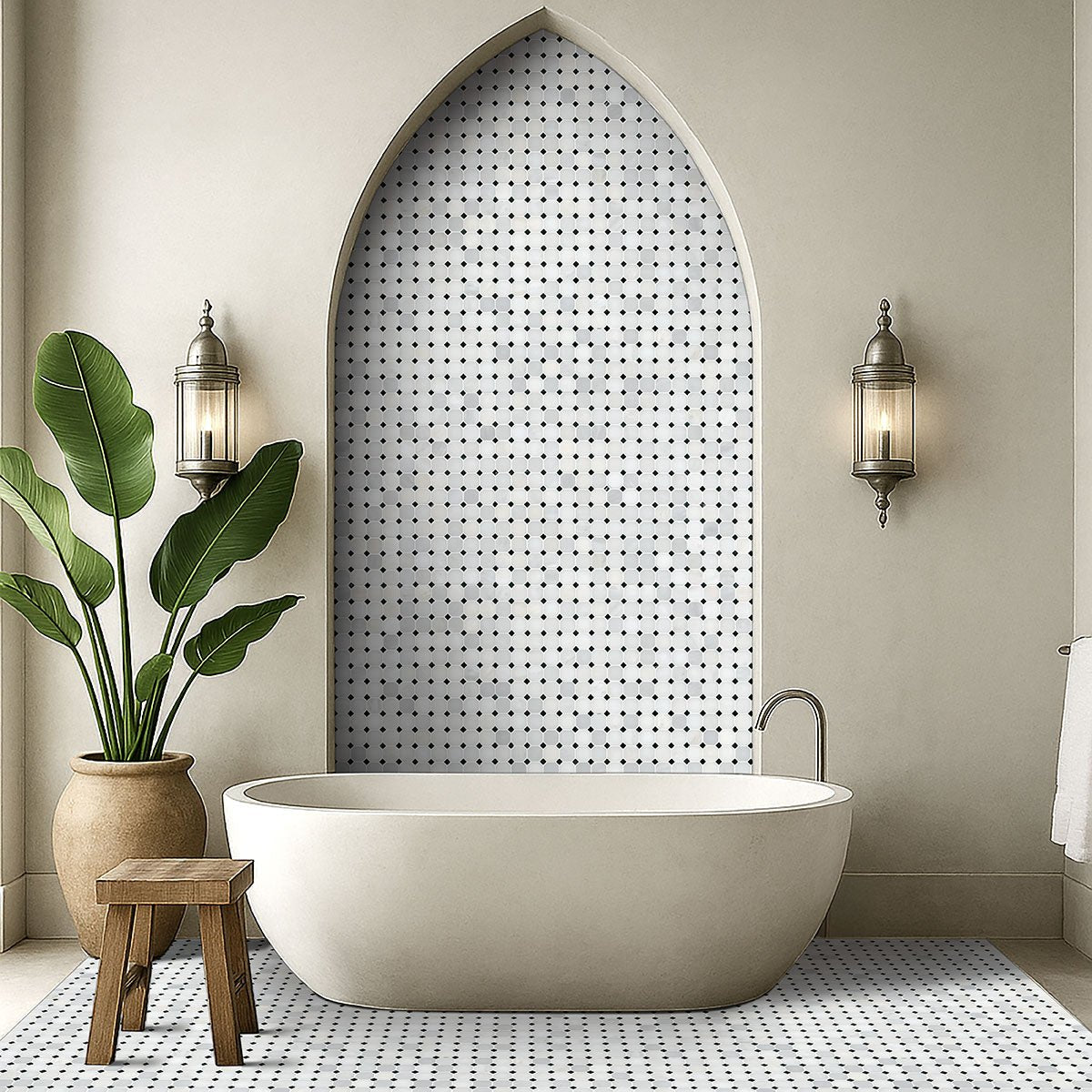 Greecian White Marble MSI Mosaic Tiles 12" X 12" 2" Octagon Pattern MSI - Zicana Boutique - 2
