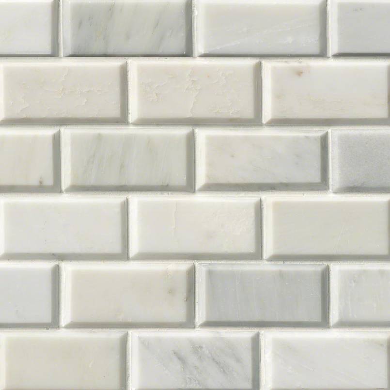 Greecian White Marble MSI Mosaic Tiles 12" X 12" Beveled Subway Pattern MSI - Zicana Boutique - 1
